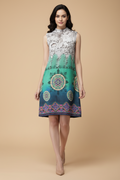 Snuggle Spot Women's Polyester Printed Sleeveless Above Knee Dress (Multicolor)