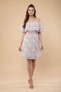 Snuggle Spot Women's Rayon Floral Half Sleeve Above Knee Dress (Multicolor)