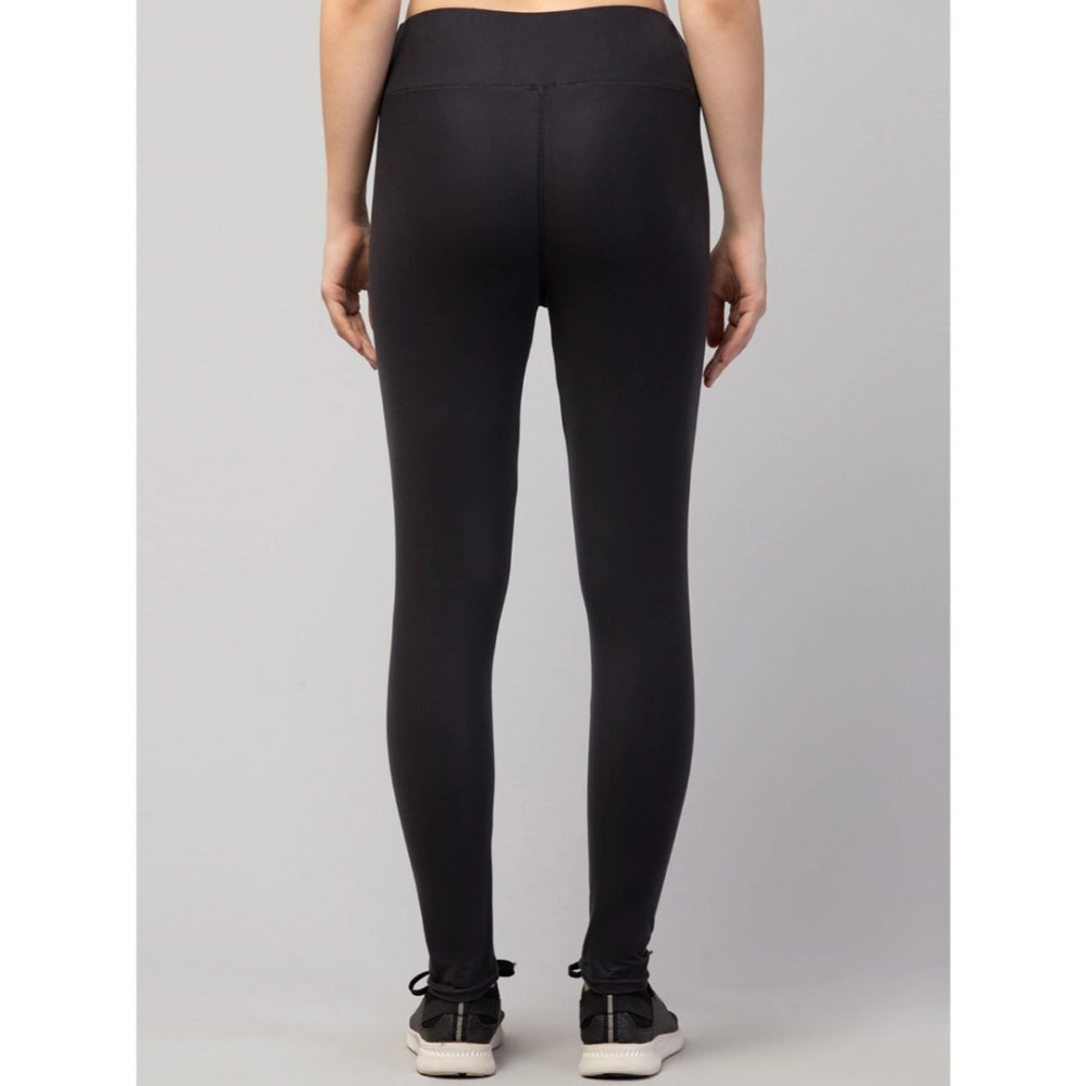 Snuggle Spot Women's Polyester Solid Ankle Length High-Rise Tights (Black)