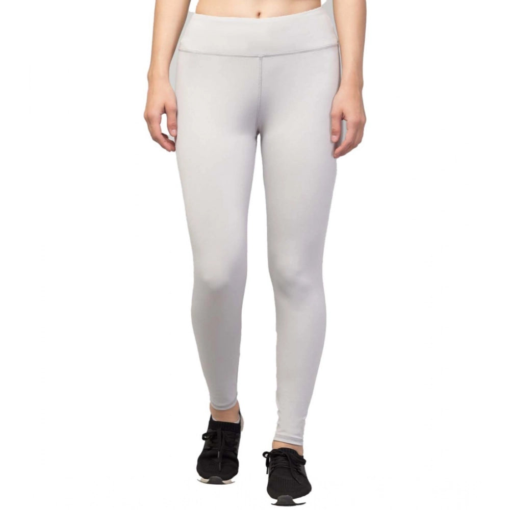 Snuggle Spot Women's Polyester Solid Ankle Length High-Rise Tights (Light Grey)