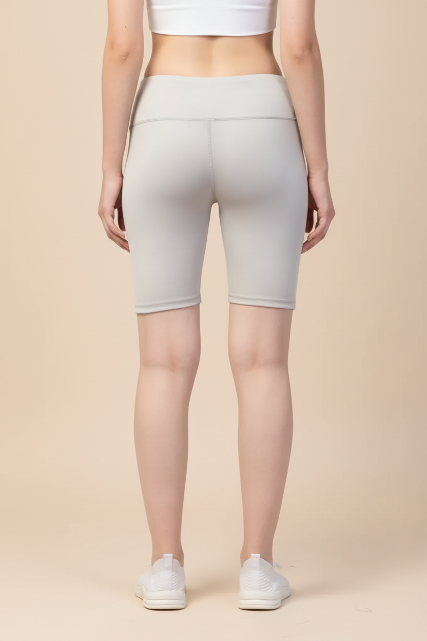 Snuggle Spot Women's Polyester Solid Above Knee High-Rise Shorts (Grey)