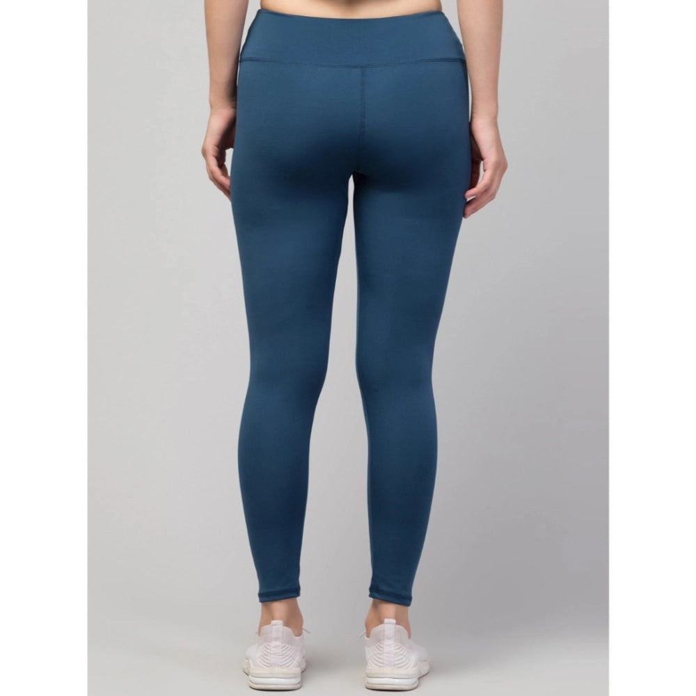 Snuggle Spot Women's Polyester Solid Ankle Length High-Rise Tights (Teal)