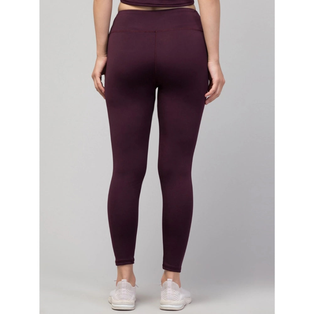 Snuggle Spot Women's Polyester Solid Ankle Length High-Rise Tights (Purple)