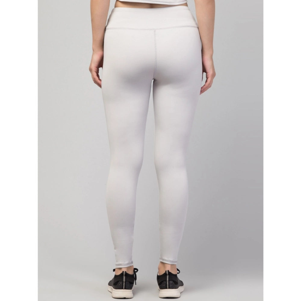 Snuggle Spot Women's Polyester Solid Ankle Length High-Rise Tights (Light Grey)