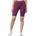 Snuggle Spot Women's Polyester Solid Above Knee High-Rise Shorts (Purple)