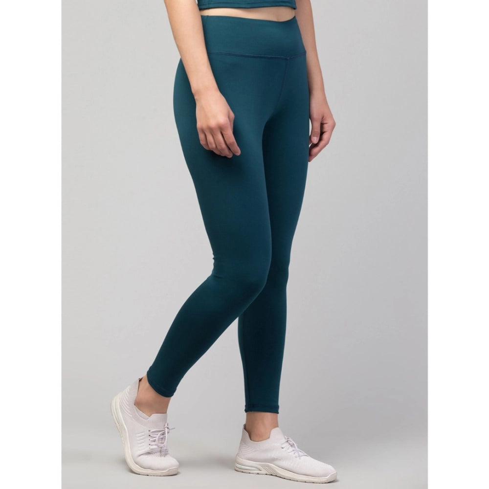 Snuggle Spot Women's Polyester Solid Ankle Length High-Rise Tights (Green)