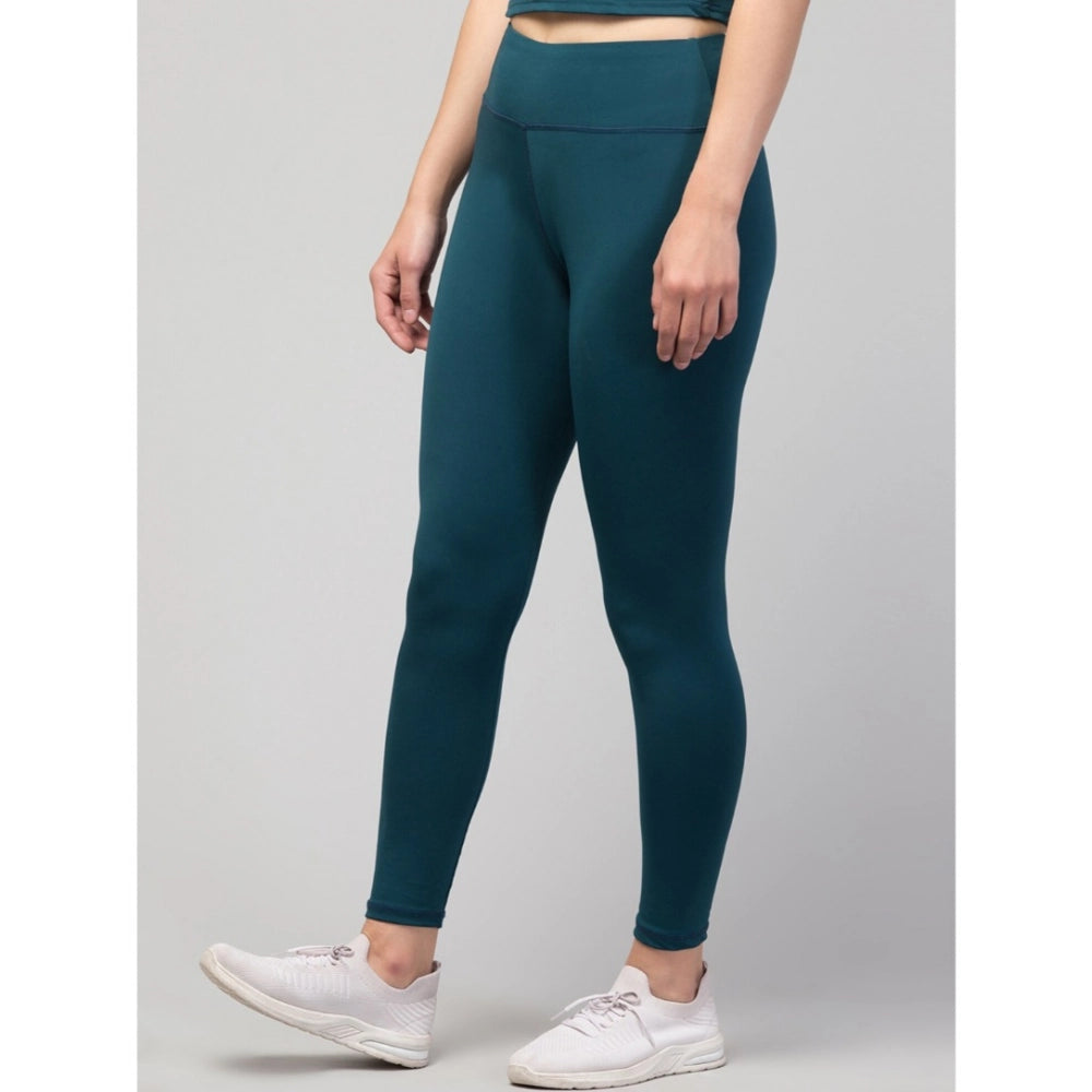 Snuggle Spot Women's Polyester Solid Ankle Length High-Rise Tights (Green)