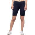 Snuggle Spot Women's Polyester Solid Above Knee High-Rise Shorts (Navy)