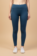 Snuggle Spot Women's Polyester Solid Ankle Length High-Rise Tights (Teal)