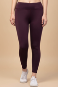 Snuggle Spot Women's Polyester Solid Ankle Length High-Rise Tights (Purple)