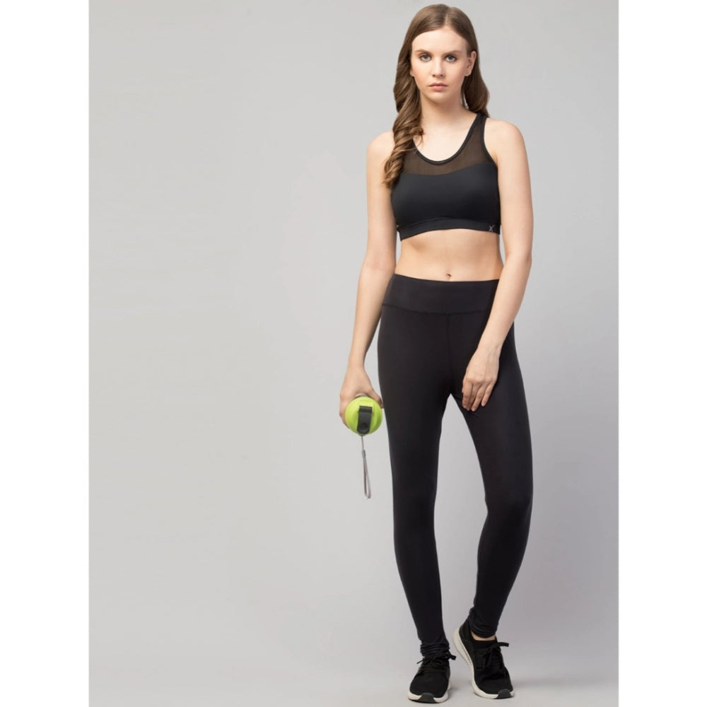 Snuggle Spot Women's Polyester Solid Ankle Length High-Rise Tights (Black)