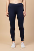 Snuggle Spot Women's Polyester Solid Ankle Length High-Rise Tights (Navy)
