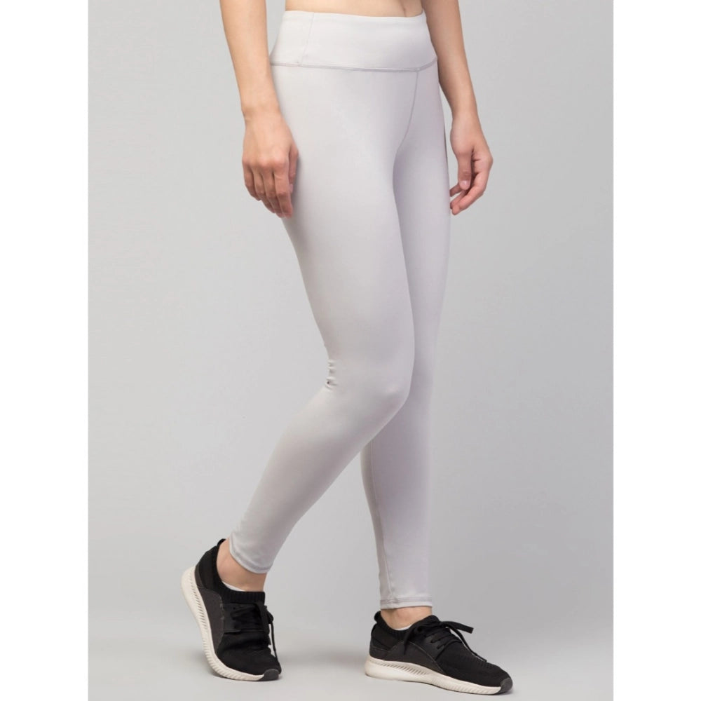 Snuggle Spot Women's Polyester Solid Ankle Length High-Rise Tights (Light Grey)