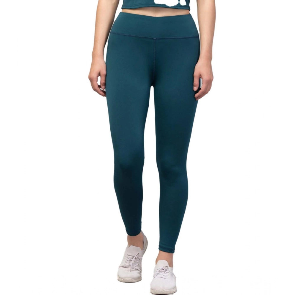 Snuggle Spot Women's Polyester Solid Ankle Length High-Rise Tights (Green)