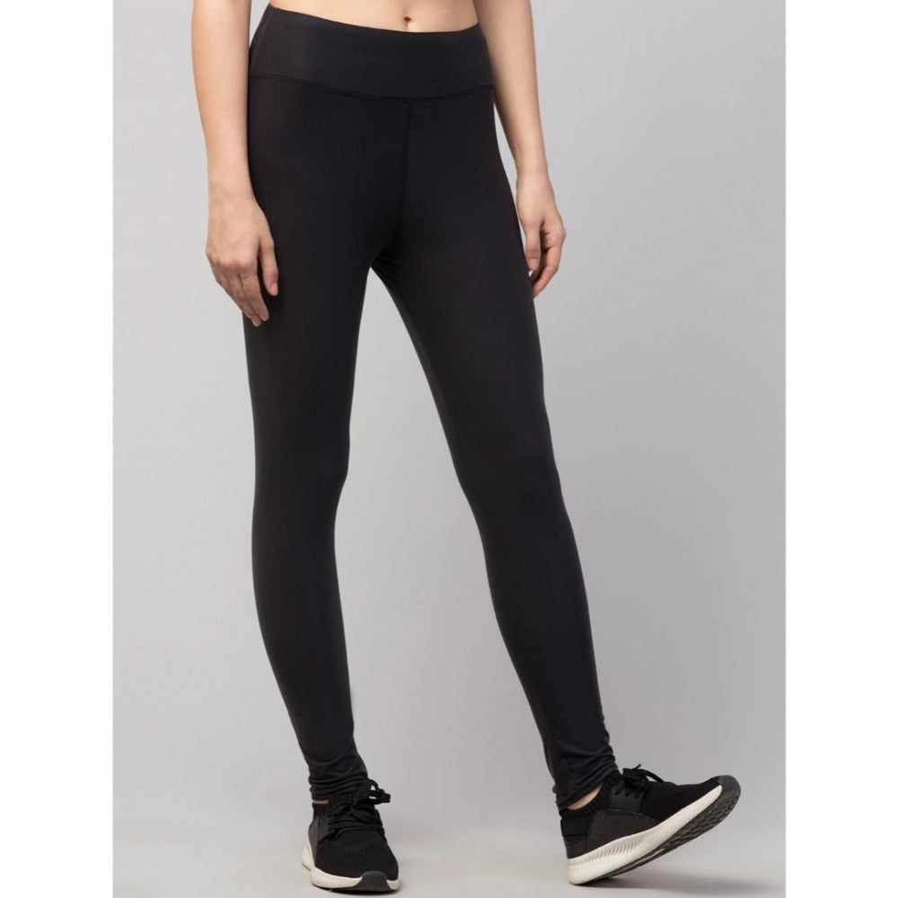 Snuggle Spot Women's Polyester Solid Ankle Length High-Rise Tights (Black)
