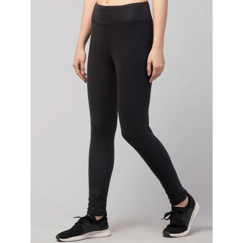 Snuggle Spot Women's Polyester Solid Ankle Length High-Rise Tights (Black)