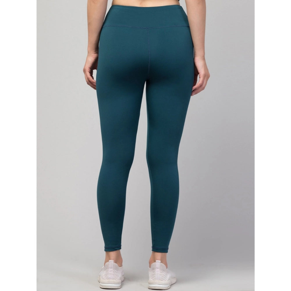 Snuggle Spot Women's Polyester Solid Ankle Length High-Rise Tights (Green)