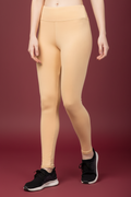 Snuggle Spot Women's Polyester Solid Ankle Length High-Rise Tights (Beige)