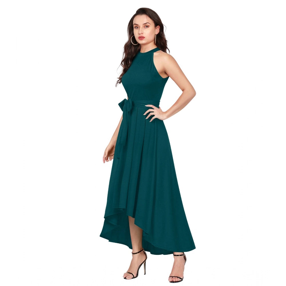 Snuggle Spot Women's Polyster Solid Halter Neck Sleeveless Dress (Morpichh)