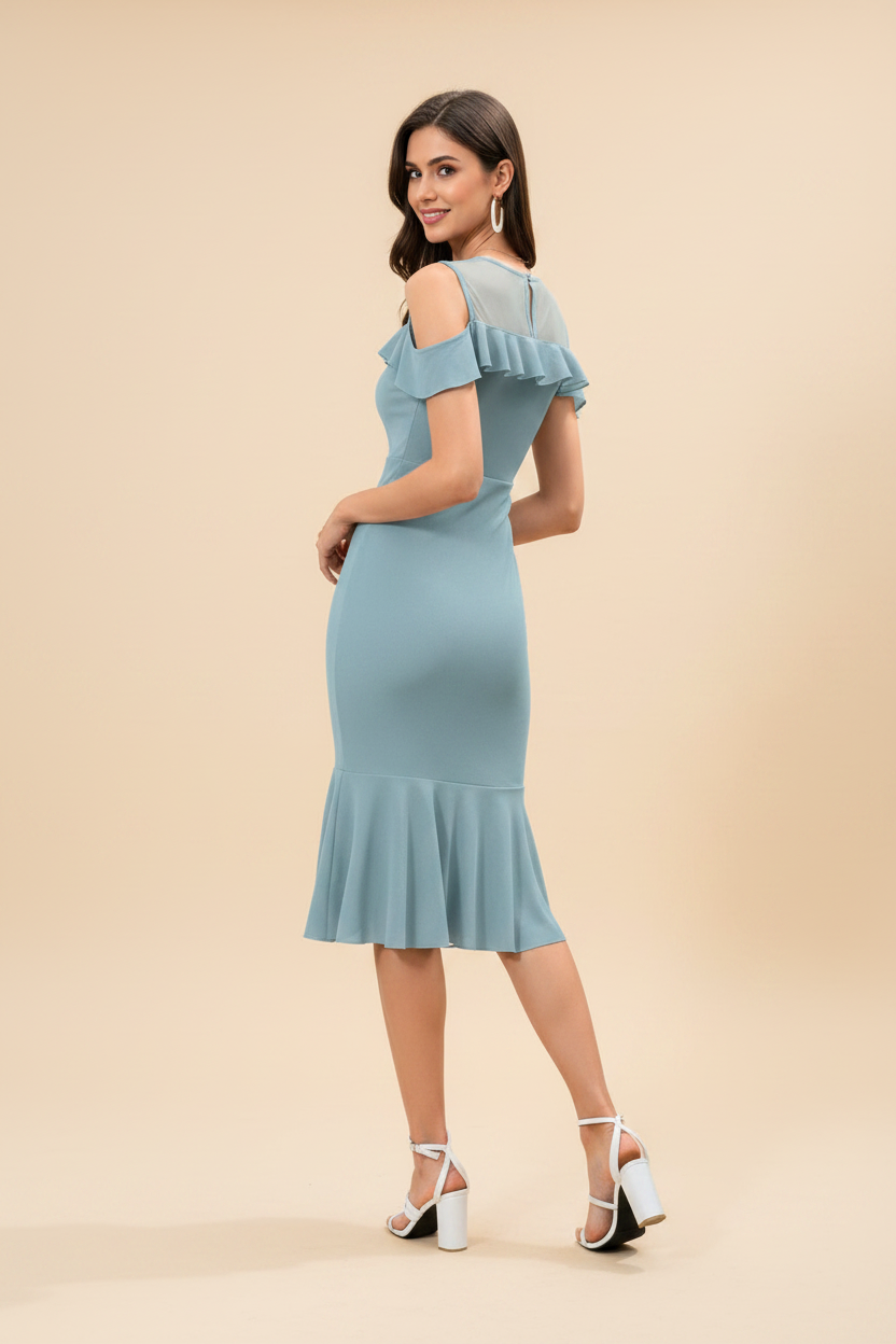 Snuggle Spot Women's Knitting stretchable Solid Round Neck Sleeveless Dress (Pista )
