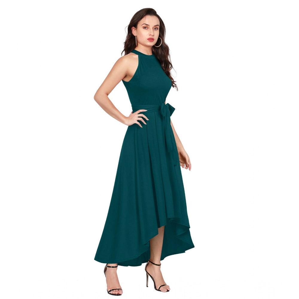 Snuggle Spot Women's Polyster Solid Halter Neck Sleeveless Dress (Morpichh)