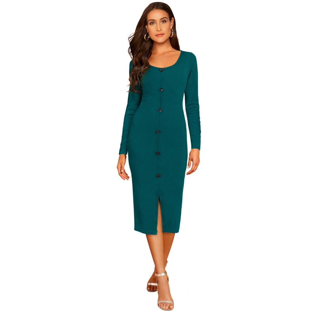 Snuggle Spot Women's Knitting stretchable Round Neck Full Sleeve Dress (Morpich )