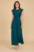 Snuggle Spot Women's Knitting stretchable Solid Round Neck Ruffled Sleeve Dress (Morpich)