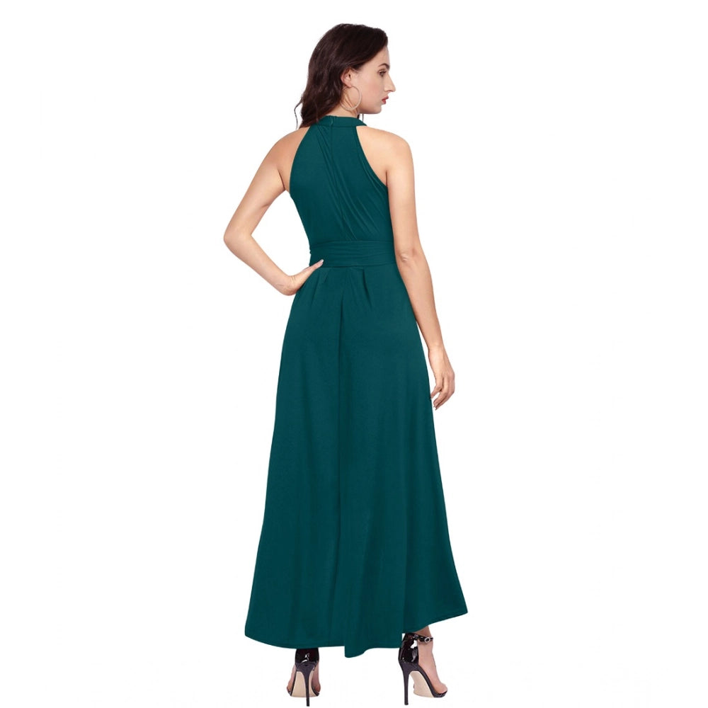 Snuggle Spot Women's Polyster Solid Halter Neck Sleeveless Dress (Morpichh)
