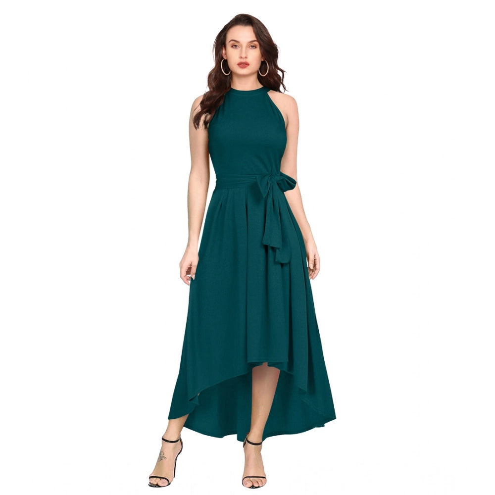 Snuggle Spot Women's Polyster Solid Halter Neck Sleeveless Dress (Morpichh)