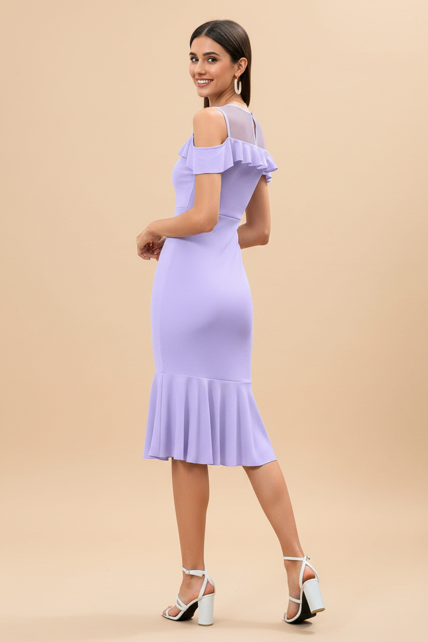 Snuggle Spot Women's Knitting stretchable Solid Round Neck Sleeveless Dress (Purple)