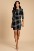 Snuggle Spot Women's Polyester Solid High Neck Full Sleeve Dress (Black)