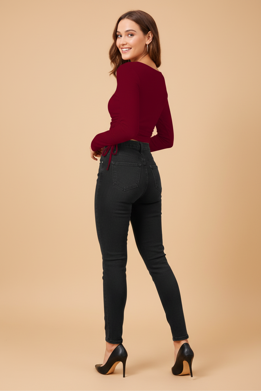 Snuggle Spot Women's Polyester Solid Round Neck Full Sleeve Top (Maroon)