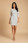 Snuggle Spot Women's Polyester Solid High Neck Full Sleeve Dress (White)
