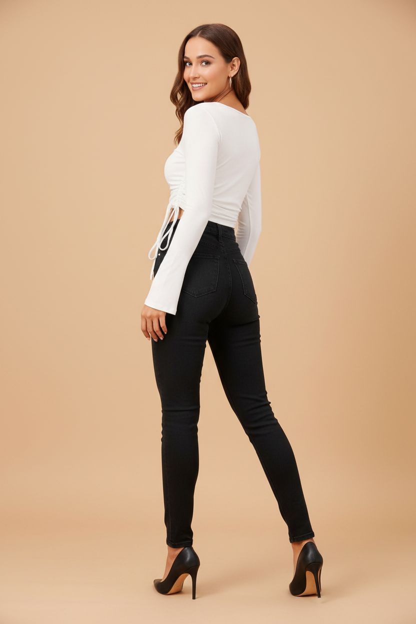 Snuggle Spot Women's Polyester Solid Round Neck Full Sleeve Top (White)