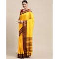Snuggle Spot Women's Cotton Silk Checkered Saree With Unstitched Blouse 5.5Mtr (Yellow)