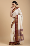 Snuggle Spot Women's Cotton Silk Checkered Saree With Unstitched Blouse 5.5Mtr (Maroon)