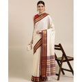 Snuggle Spot Women's Cotton Silk Checkered Saree With Unstitched Blouse 5.5Mtr (Maroon)