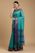 Snuggle Spot Women's Cotton Silk Checkered Saree With Unstitched Blouse 5.5Mtr (Firoji)