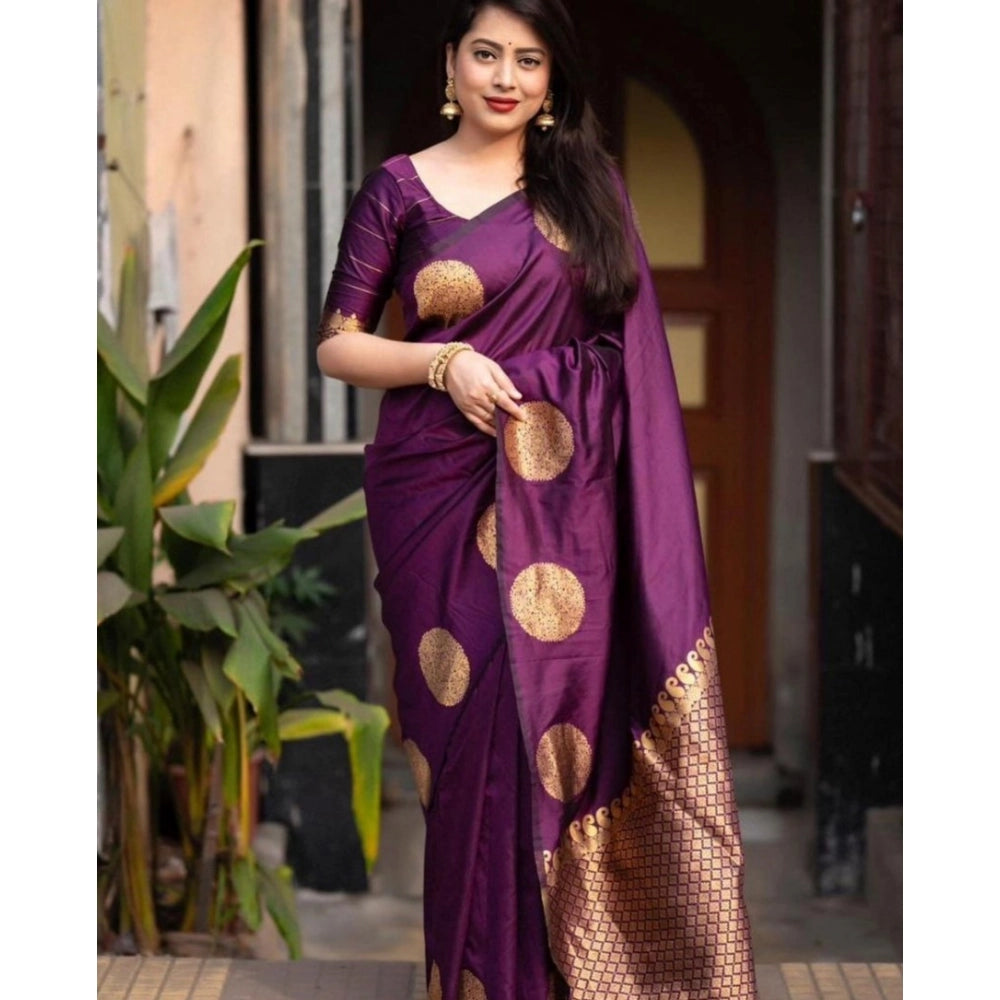 Snuggle Spot Women's Silk Printed Saree With Unstitched Blouse 5.5Mtr (Wine)