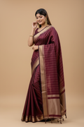 Snuggle Spot Women's Silk Printed Saree With Unstitched Blouse 5.5Mtr (Maroon)
