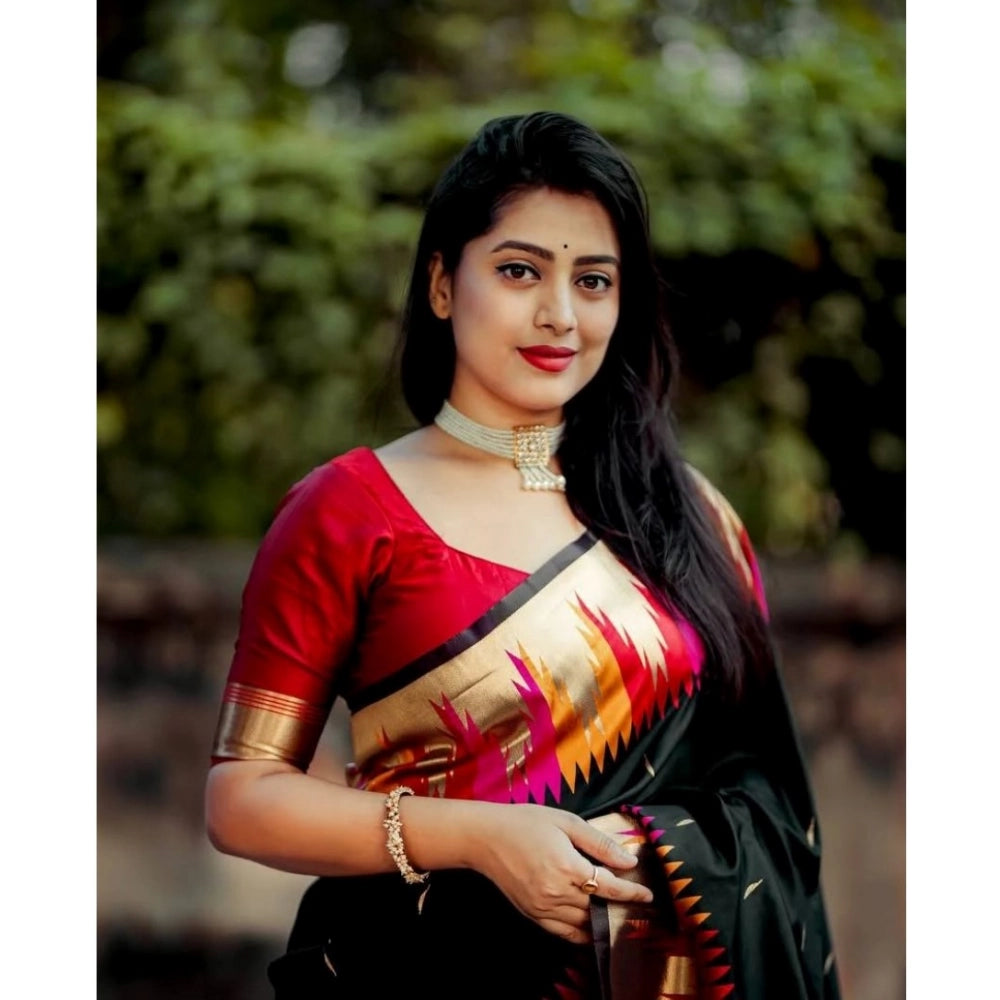 Snuggle Spot Women's Silk Printed Saree With Unstitched Blouse 5.5Mtr (Multicolor)