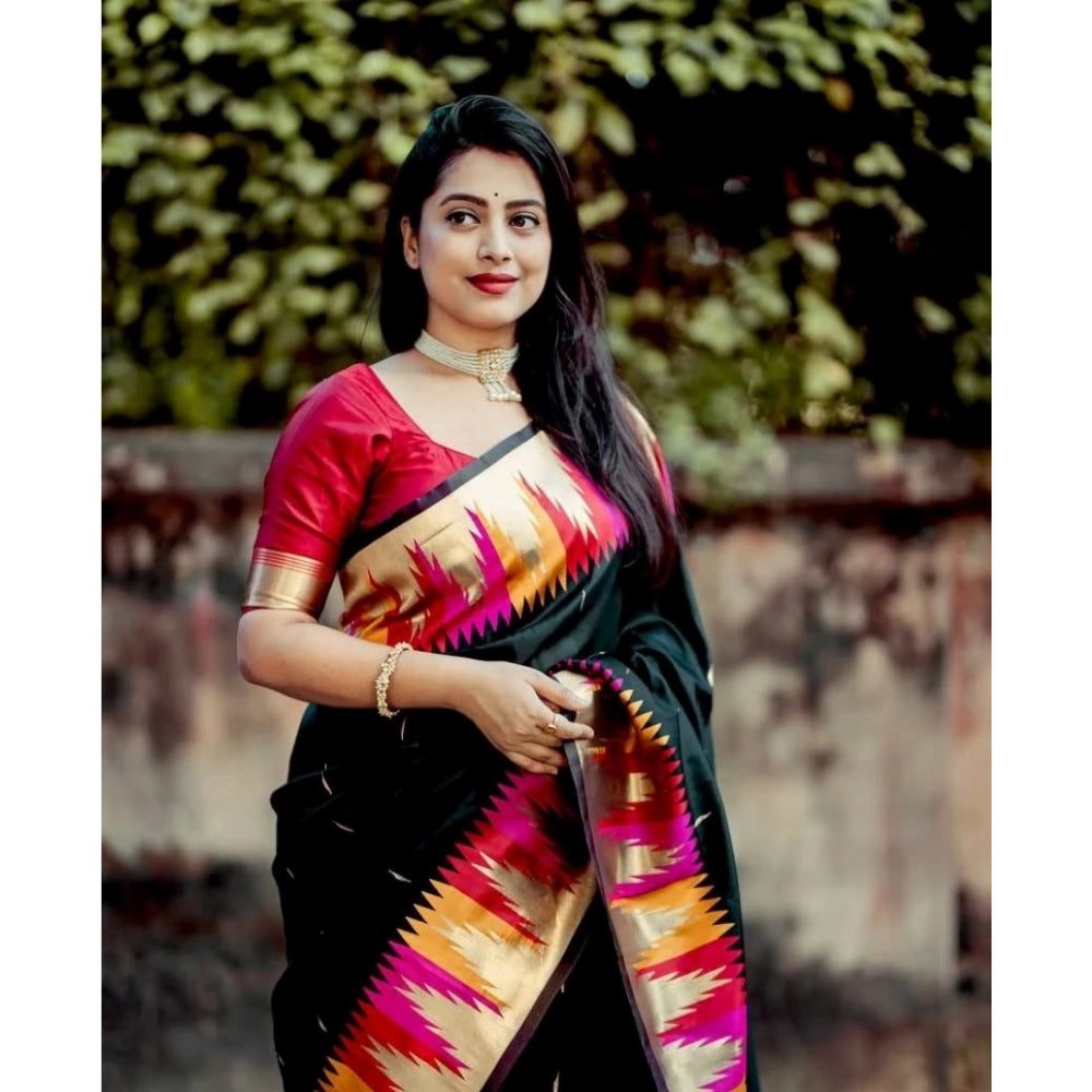 Snuggle Spot Women's Silk Printed Saree With Unstitched Blouse 5.5Mtr (Multicolor)