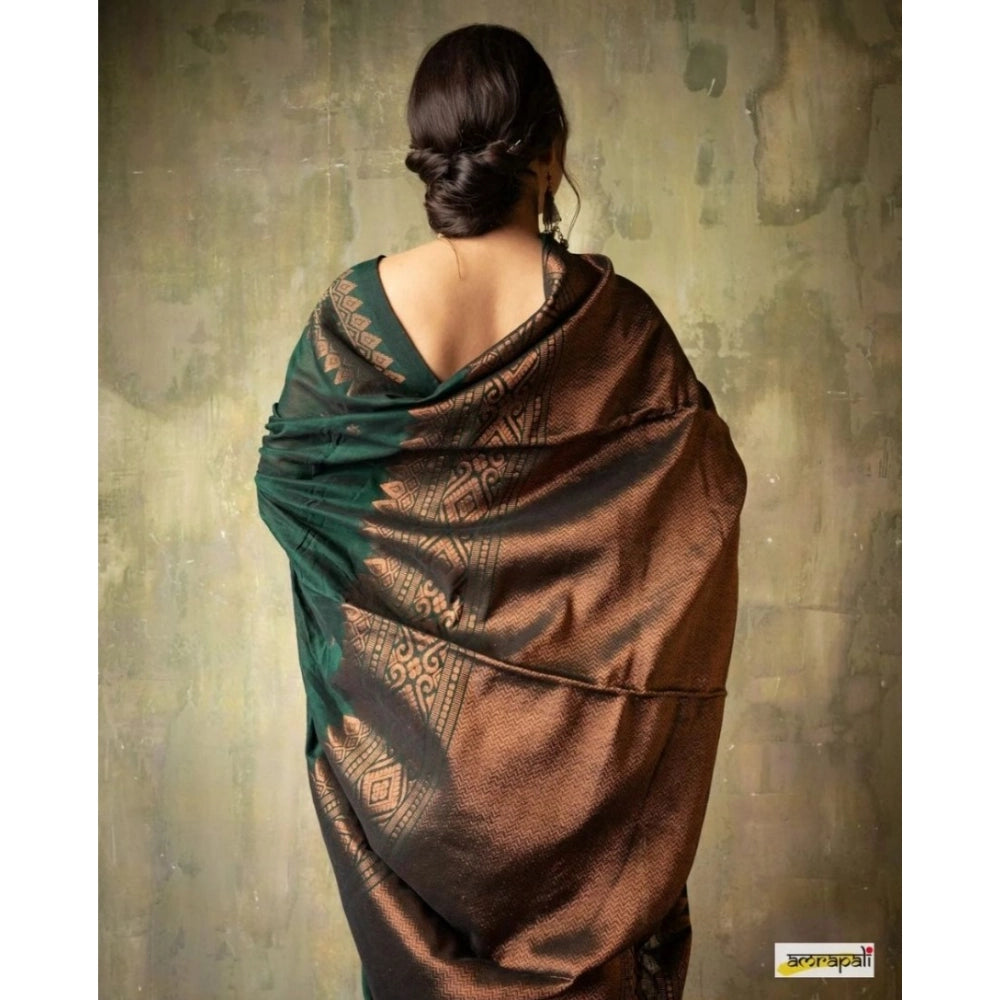 Snuggle Spot Women's Silk Printed Saree With Unstitched Blouse 5.5Mtr (Green)