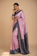 Snuggle Spot Women's Silk Printed Saree With Unstitched Blouse 5.5Mtr (Pink)