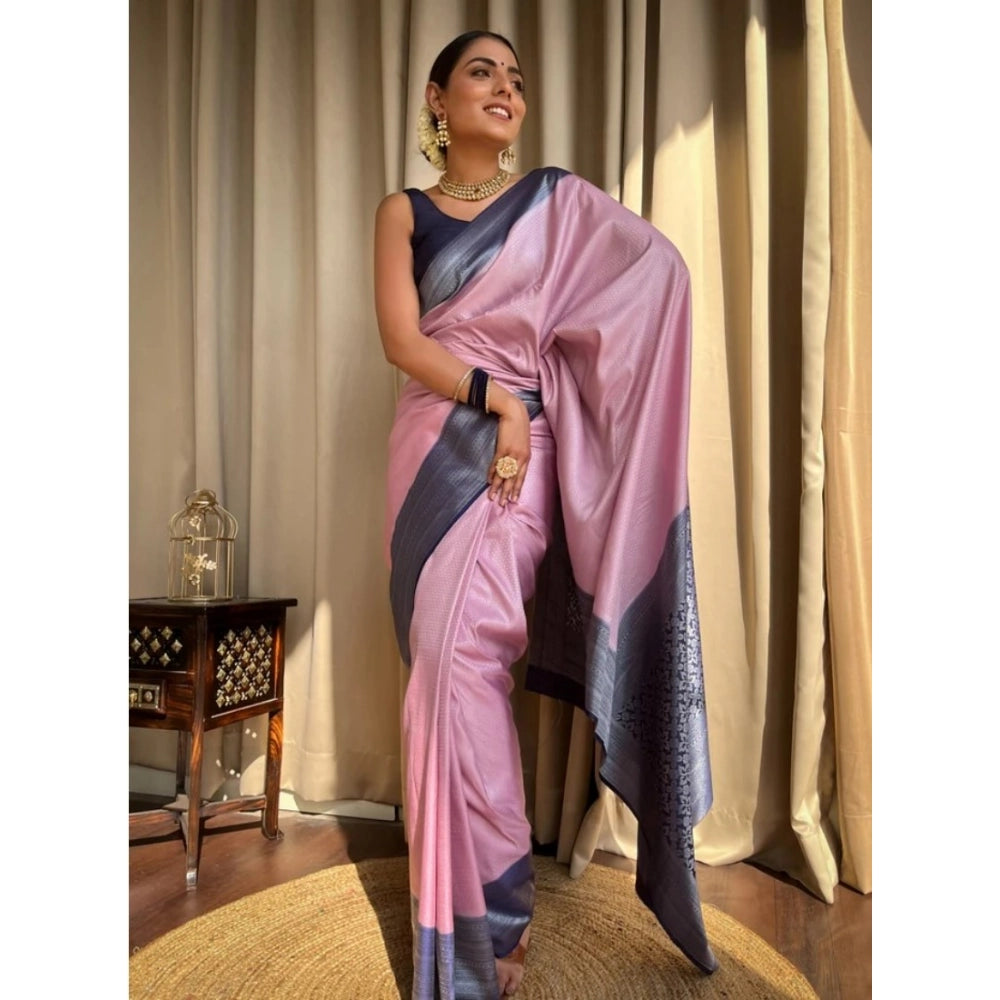 Snuggle Spot Women's Silk Printed Saree With Unstitched Blouse 5.5Mtr (Pink)