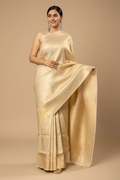 Snuggle Spot Women's Silk Printed Saree With Unstitched Blouse 5.5Mtr (Gold)