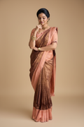 Snuggle Spot Women's Silk Printed Saree With Unstitched Blouse 5.5Mtr (Brown)