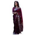 Snuggle Spot Women's Cotton  Printed Saree With Unstitched Blouse 5.5Mtr (Maroon)