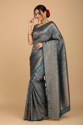 Snuggle Spot Women's Silk Printed Saree With Unstitched Blouse 5.5Mtr (Rama)