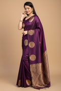 Snuggle Spot Women's Silk Printed Saree With Unstitched Blouse 5.5Mtr (Wine)